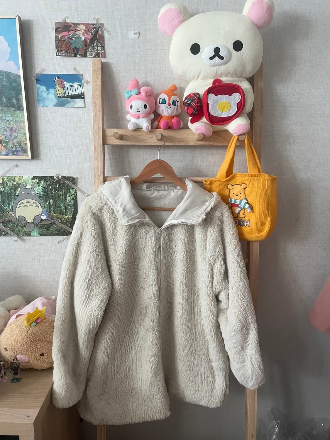 모리걸 빈티지 아이보리 퍼 후드 자켓🤍 상품이미지2