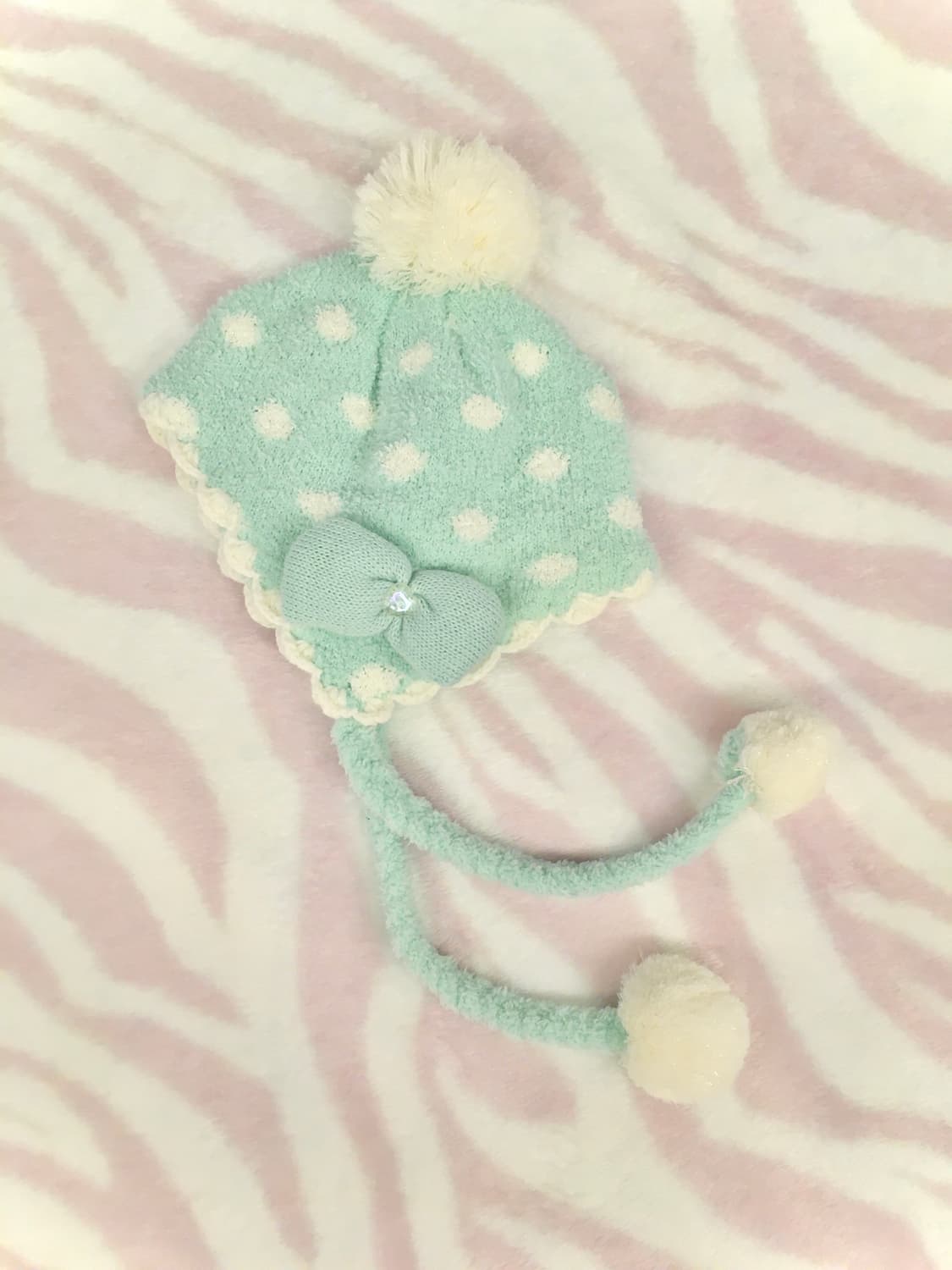 민트 도트 폼폼이 모자 조지후쿠 갸루 땡땡이 대장템 상품이미지1