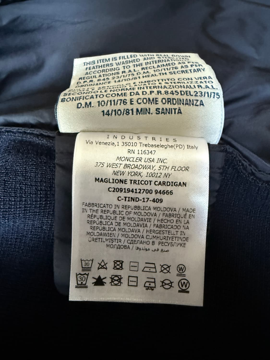 몽클레어 정품 집업 울패딩 네이비 상품이미지5