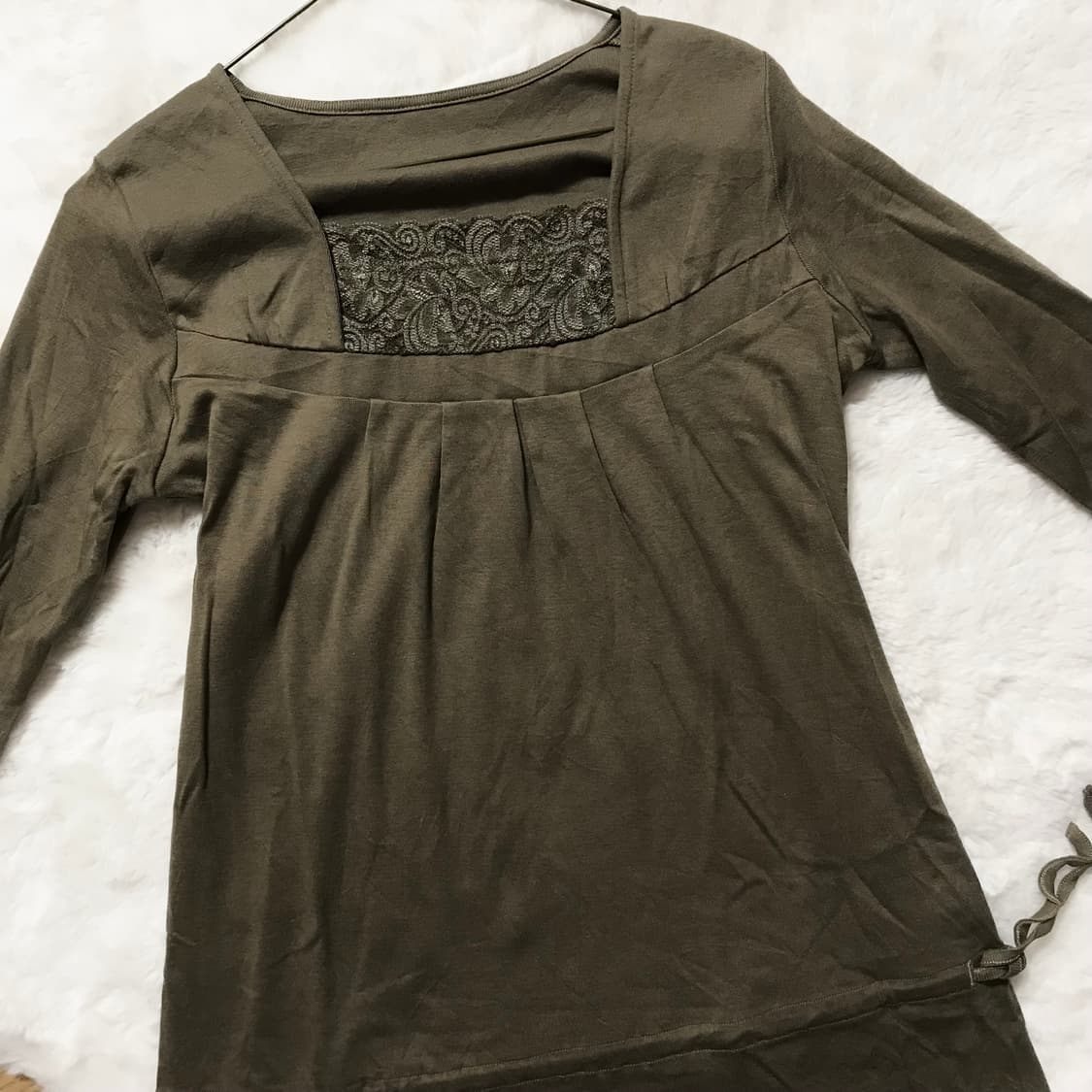 레이스 카키 롱슬리브 일본 빈티지 원피스 y2k모리걸 갸루 하구미 그런지 상품이미지1