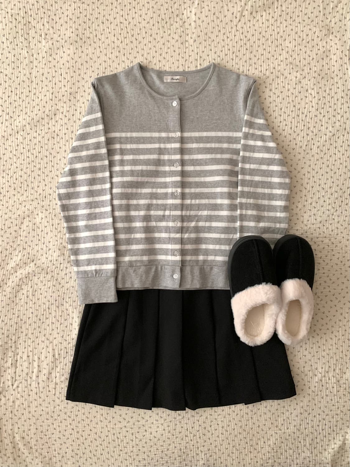 프레피 연그레이 스트라이프 가디건 상품이미지1