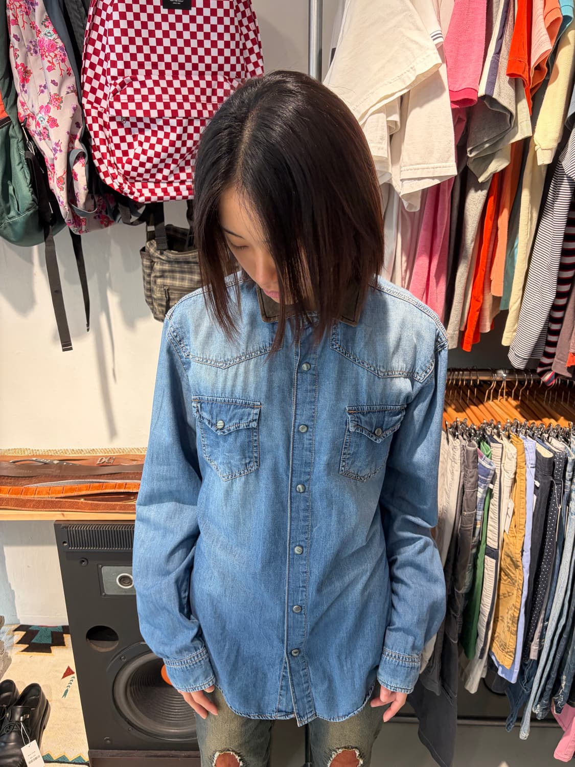 Zara man 웨스턴 투포켓 데님 셔츠 L 상품이미지3