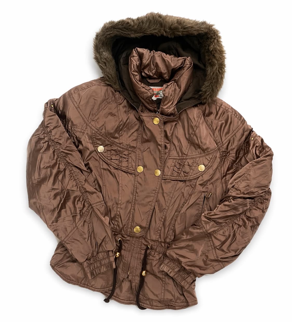 빈티지 브론즈 퍼후드 숏패딩 / Y2K 글램 자켓 상품이미지1