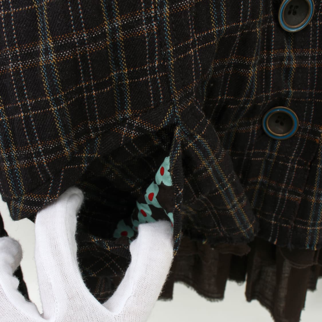 겐조 Kenzo 빈티지 체크 플리츠 프릴 레이어드 울 코튼 자켓 상품이미지5