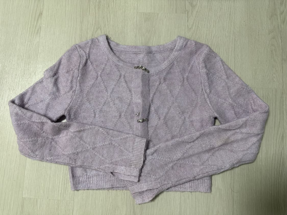 샵사이다 솔리드 케이블 니트 크롭 가디건 M 상품이미지4