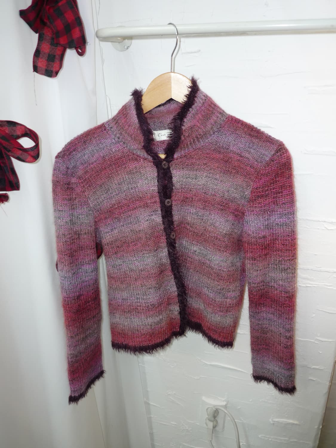Burgundy fur cardigan 상품이미지6