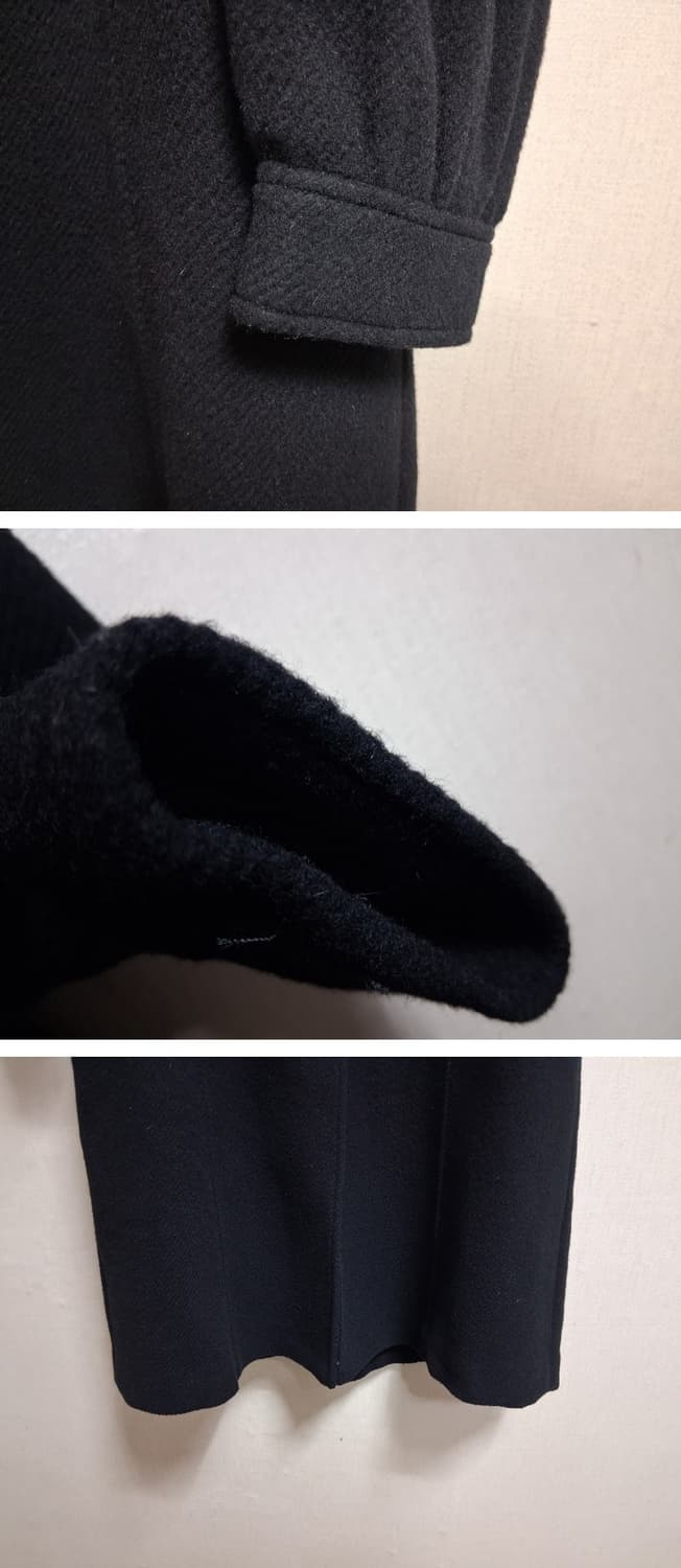 LOVE MODAC 레트로 블랙울모직 롱코트  폭스카라트리밍 볼륨소매밑단 상품이미지6