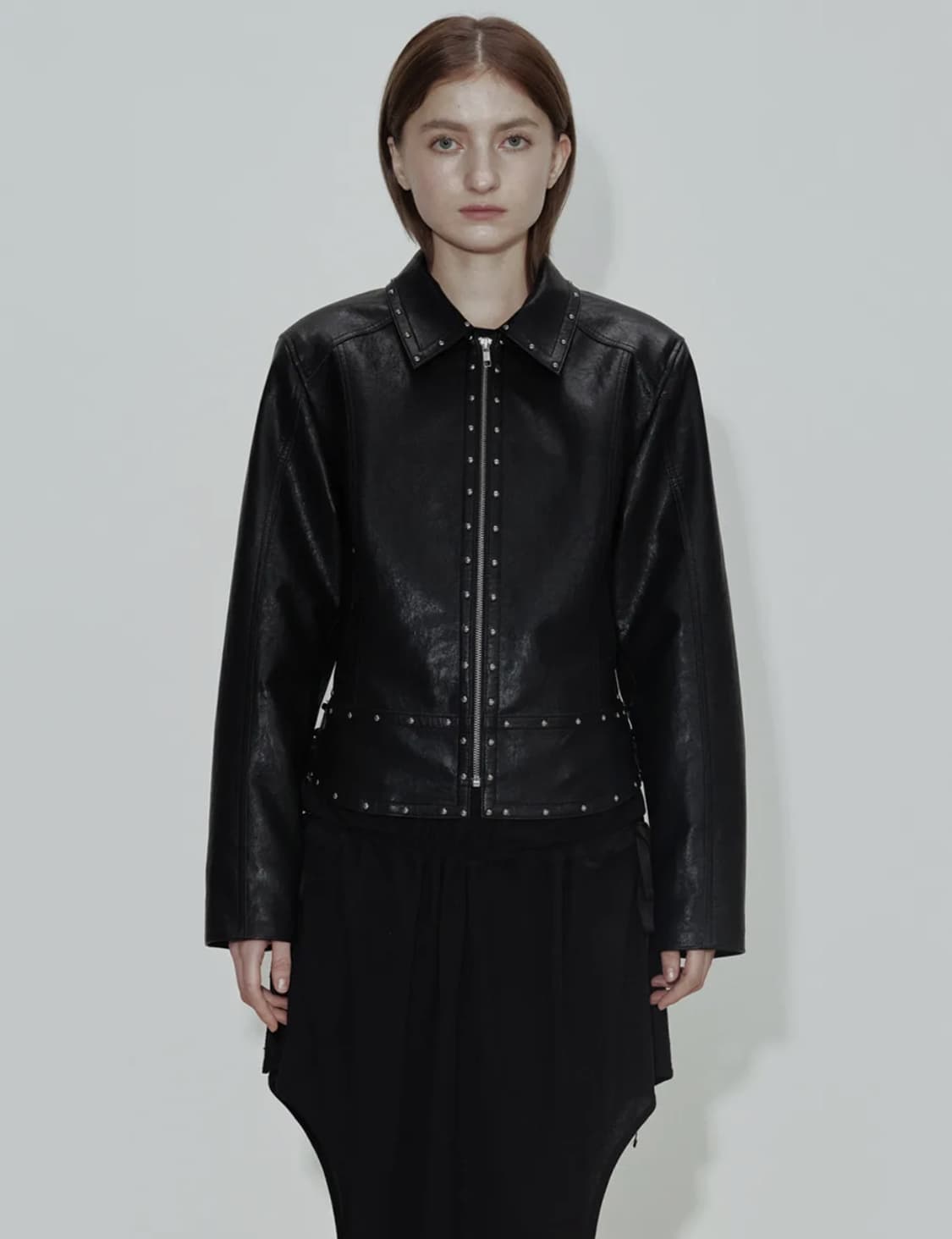 세릭 스터드 레더 자켓 블랙 상품이미지1
