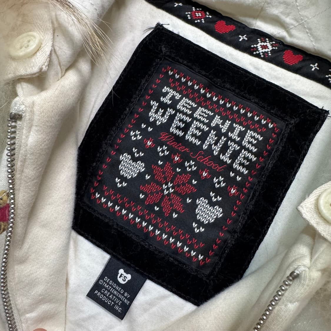 Name : 티니위니 곰돌이패턴 울프죠 크롭 후드집업 :)  상품이미지4