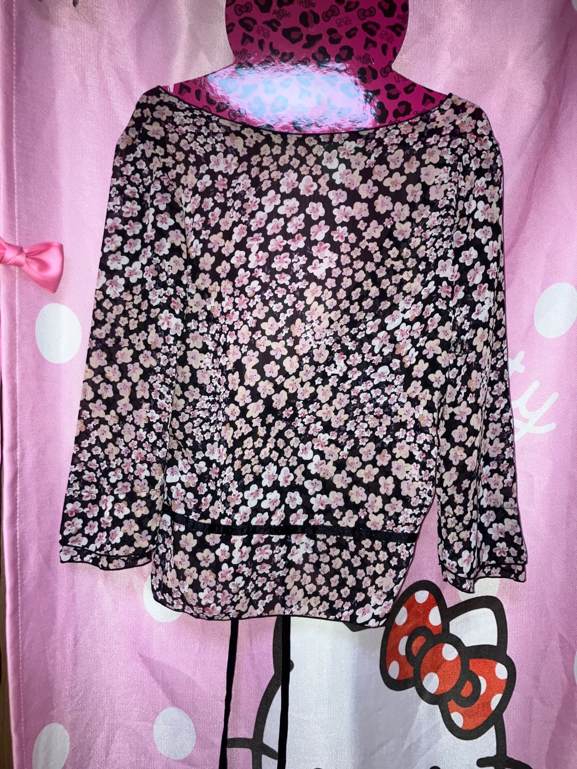 jpn 핑크 플라워 리본 가디건 상품이미지4