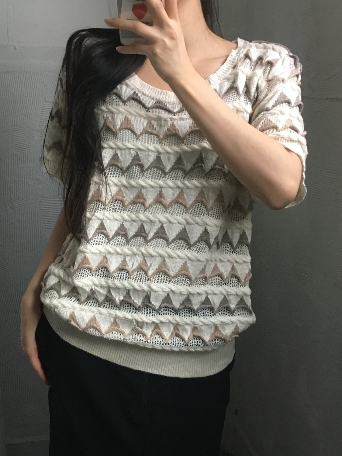 Issey Miyake 이세이미야케 90’s 베이지 로프 린넨 반팔 니트 상품이미지1