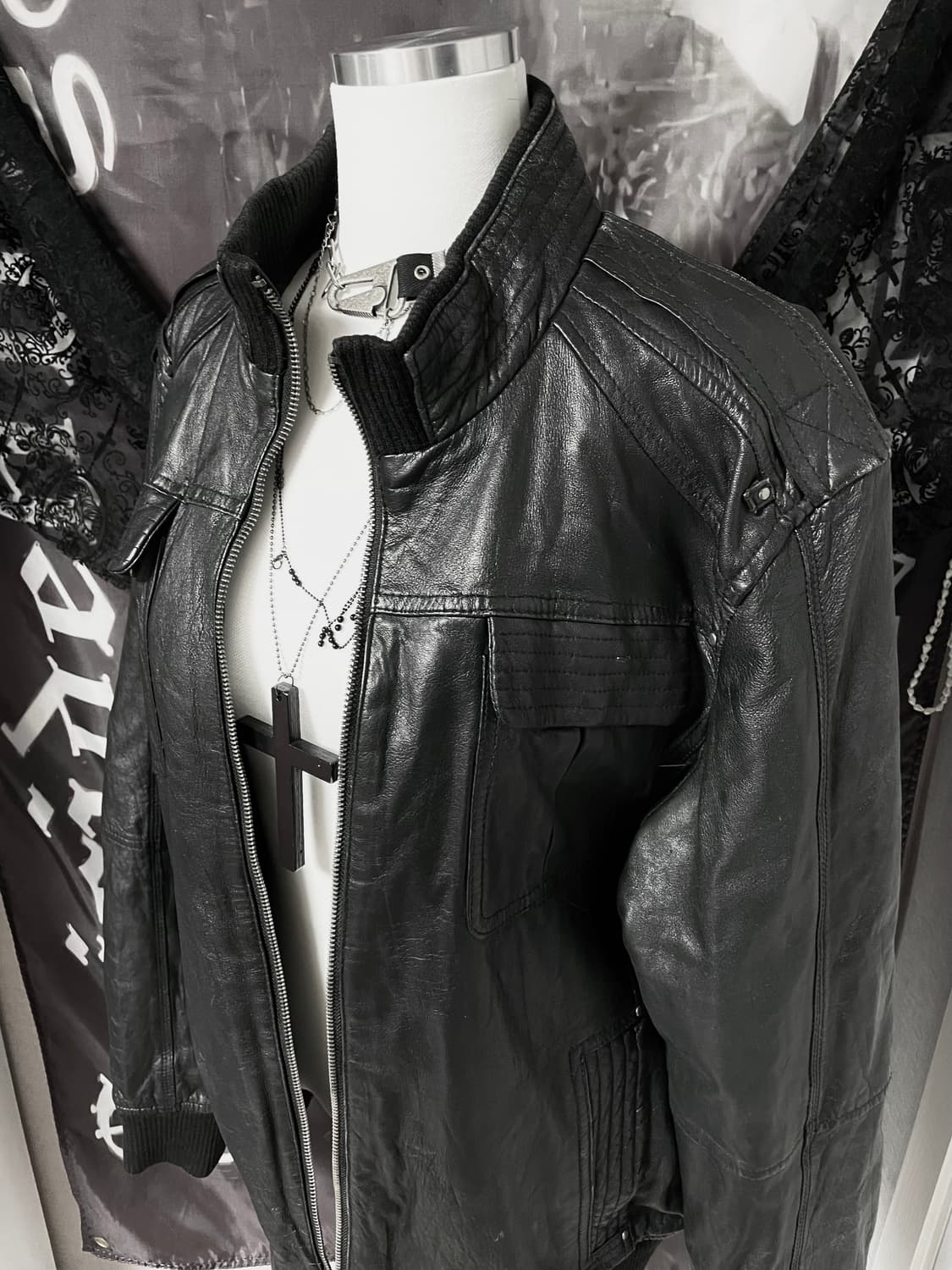 착샷o 리얼레더봄버자켓 천연가죽 에디슬리먼디올릭오웬스st락시크미국빈티지 상품이미지3