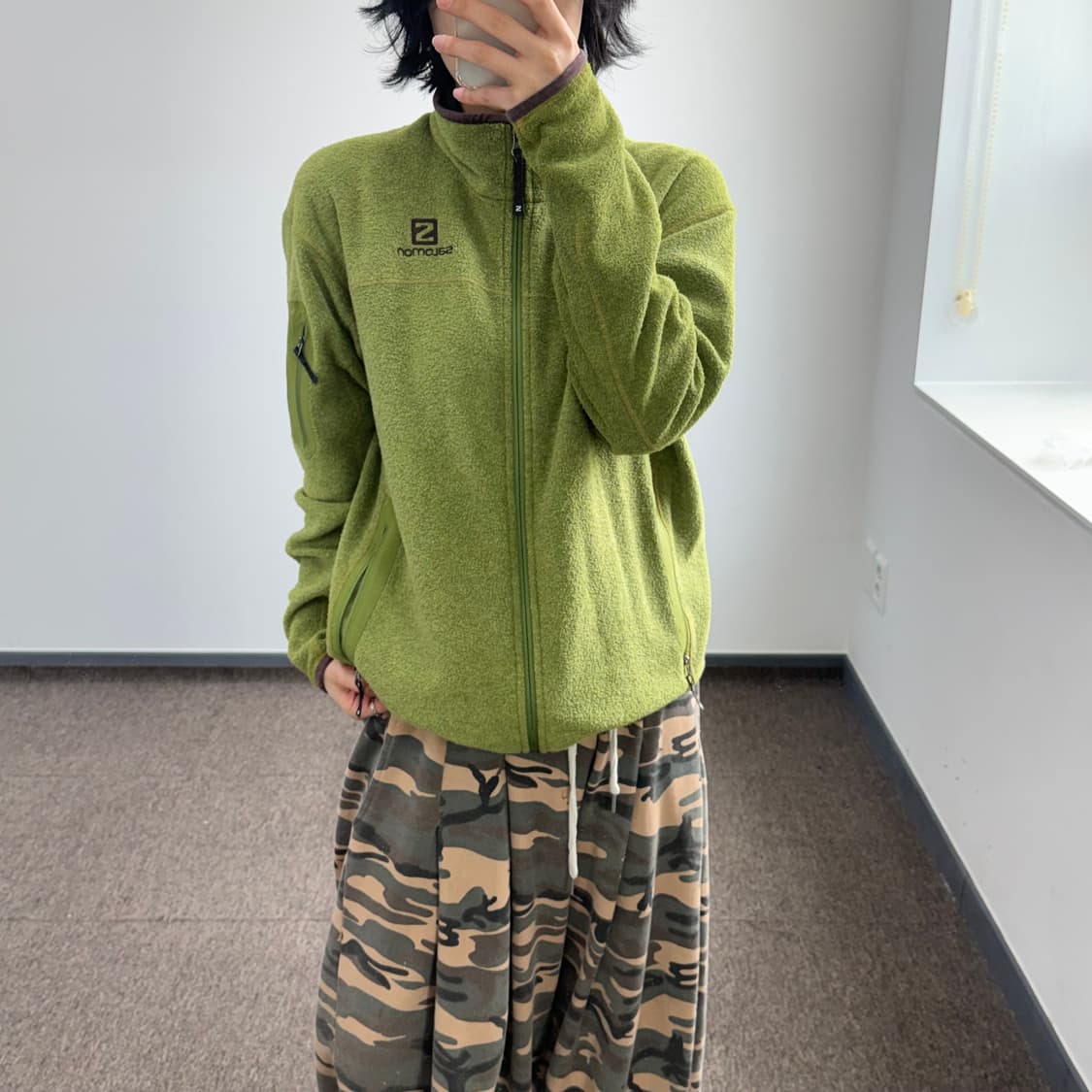 Salomon 살로몬 그린 브라운 플리스 집업  상품이미지1