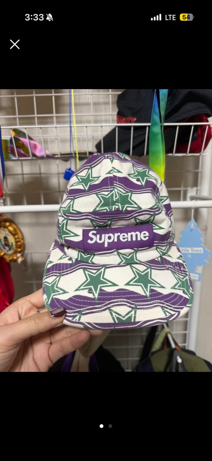 슈프림 캠프캡 보라색 별 패턴 모자 상품이미지1