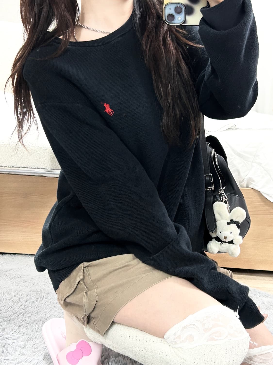 폴로 피마코튼 블랙 와플니트 상품이미지3