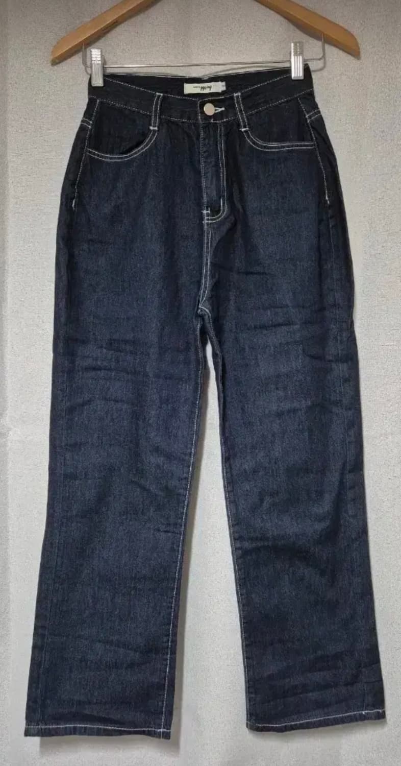 고고싱 ) 얇은 생지 와이드 스티치 데님 팬츠 S 상품이미지6