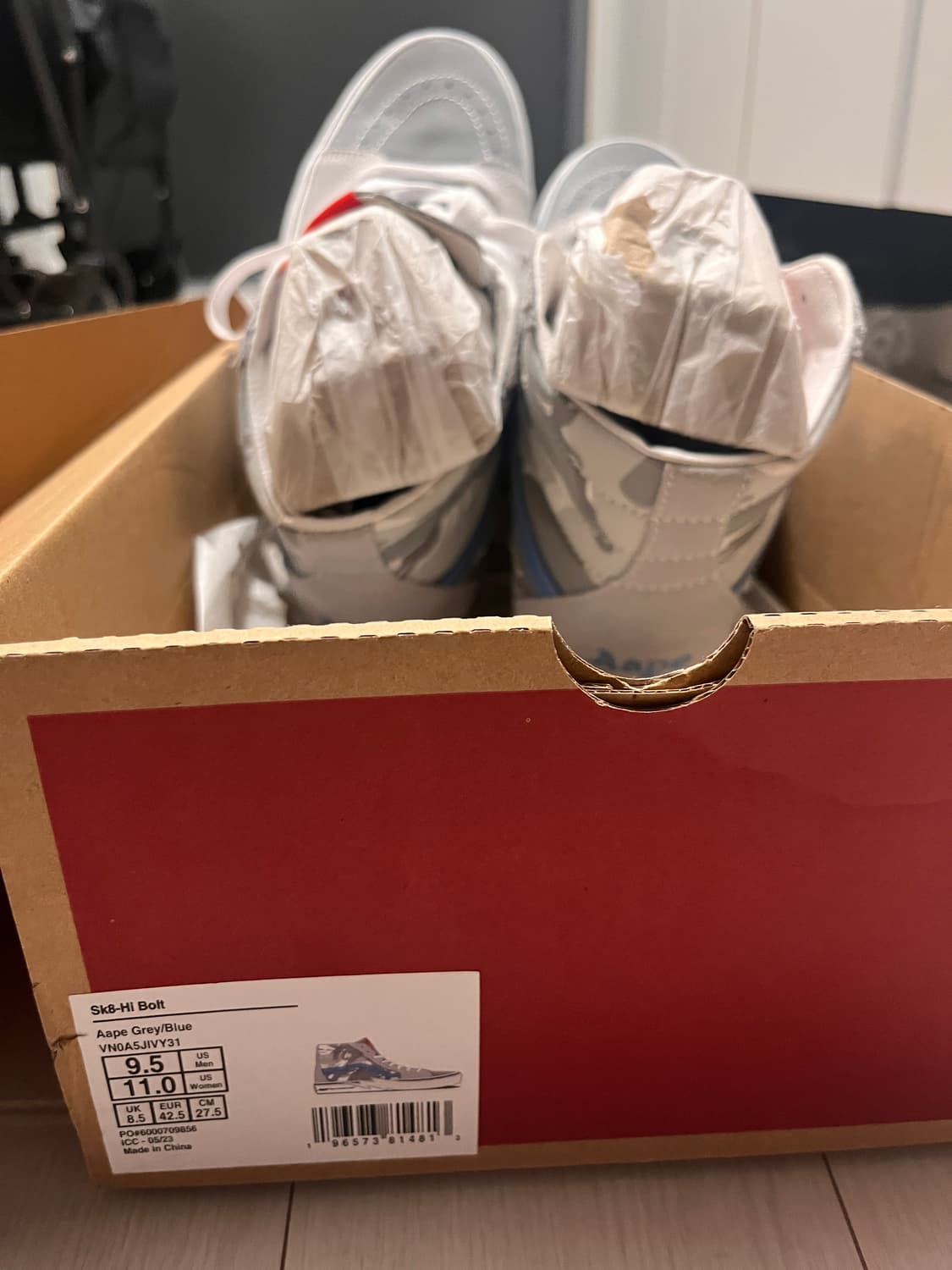 반스 X AAPE SK8-HI 볼트 스니커즈 275mm 상품이미지2