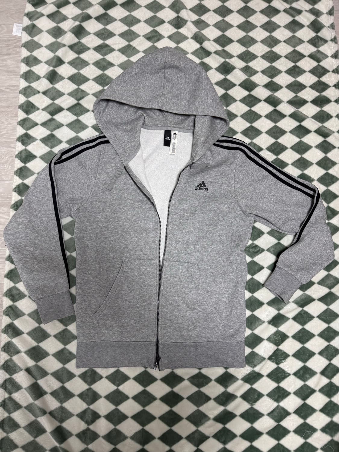 아디다스 회색 3선 후드 집업 M 상품이미지1
