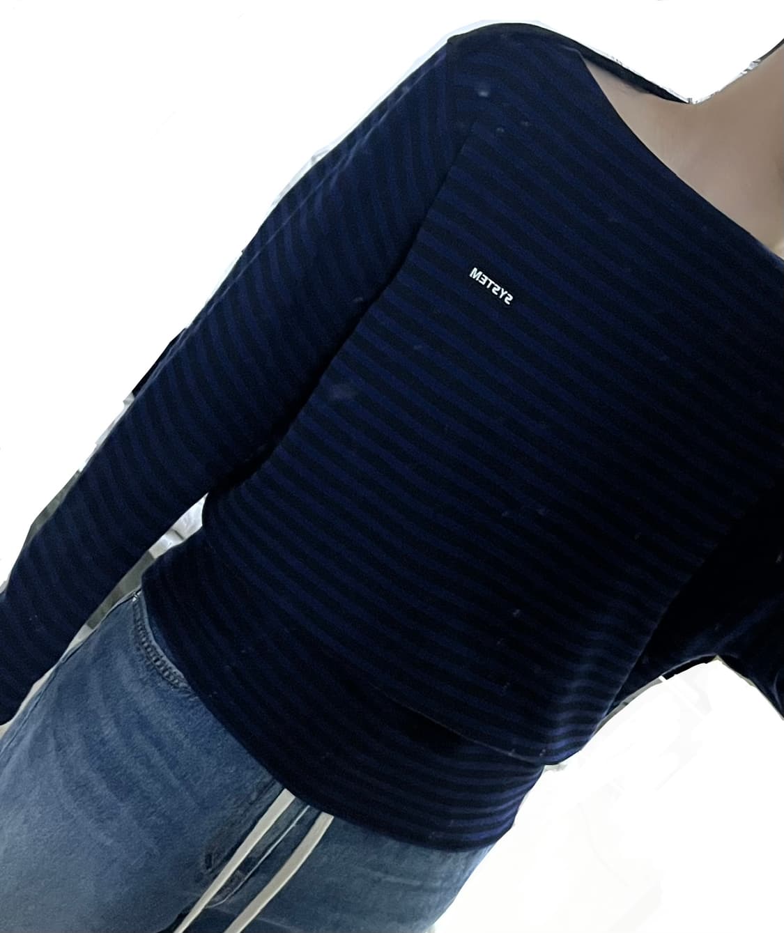 한섬 시스템 스트라이프 보트넥 니트 탑 상품이미지7