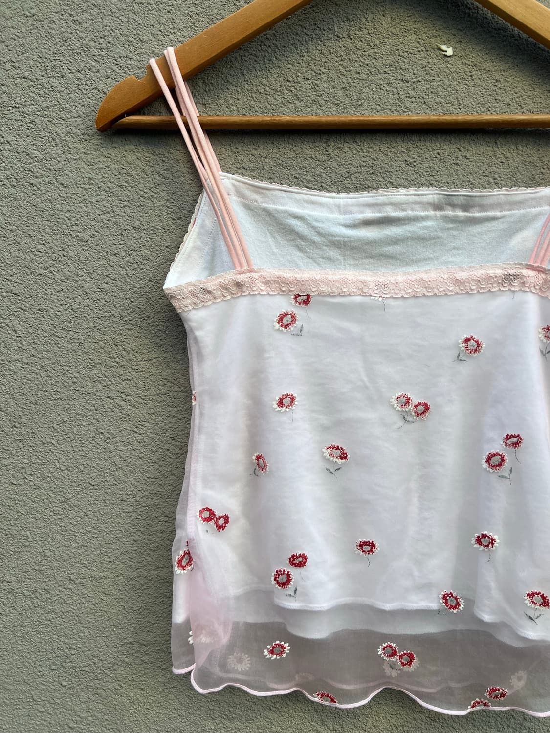 Pink Floral Lace Sleeveless Top 상품이미지4