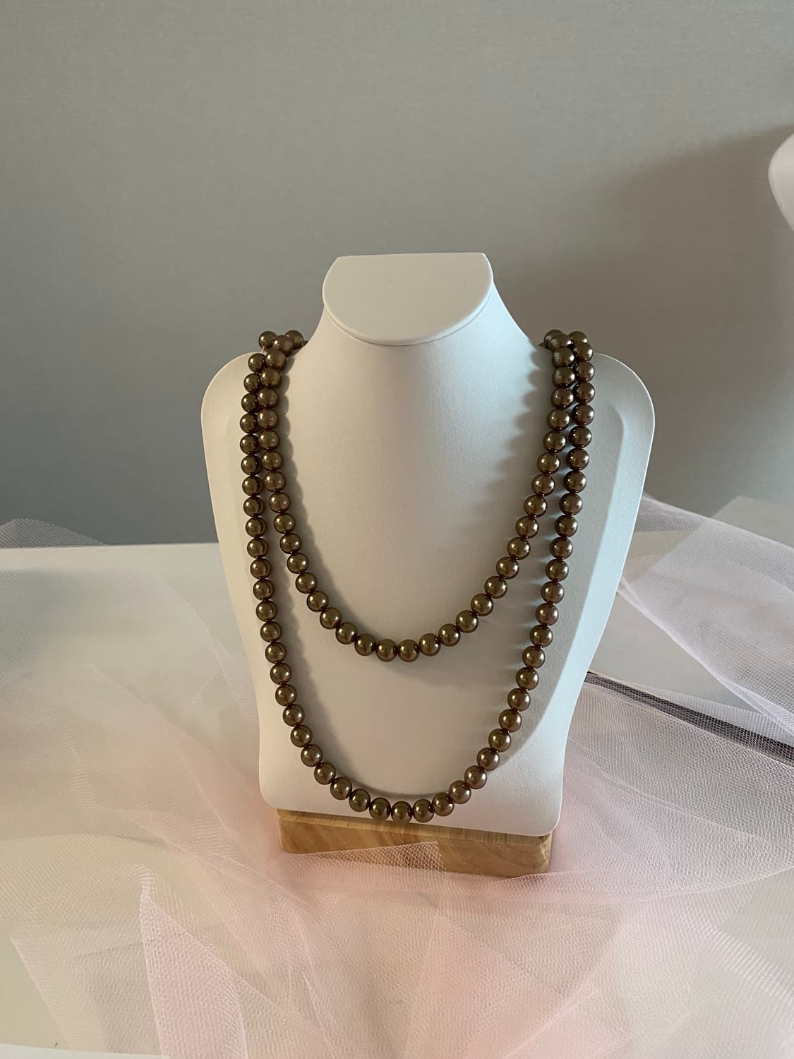 빈티지 브론즈 펄 롱 네크리스 (반길이 53cm) 목걸이  상품이미지1
