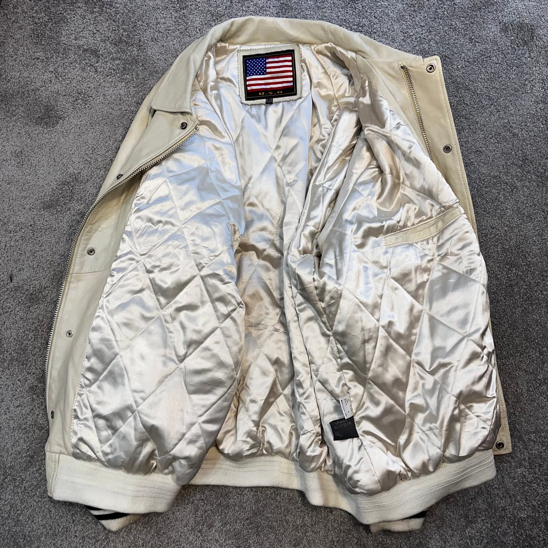 U.S.A 빈티지 크림 양가죽 봄버 항공점퍼2XL 상품이미지2