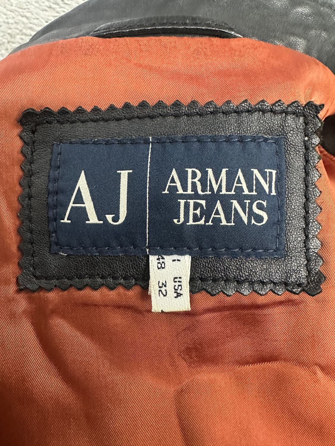 00s ARMANI JEANS 라이더 레더 자켓 L 상품이미지7