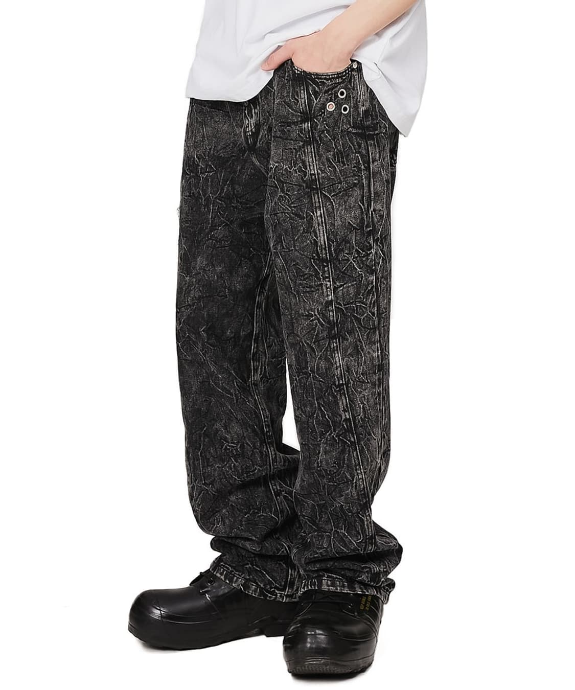 플레이버리즘 라이트닝 워시드 크랙 데님 팬츠 바지 청바지 XL 상품이미지1