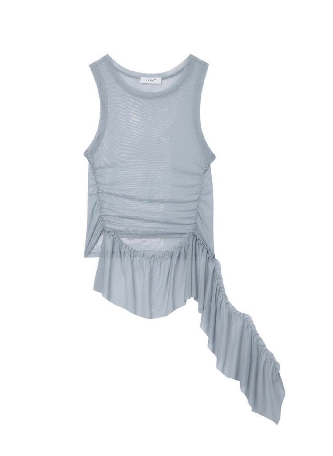 LCDC TM MESH FRILL SLEEVELESS TOP GRAY 상품이미지1