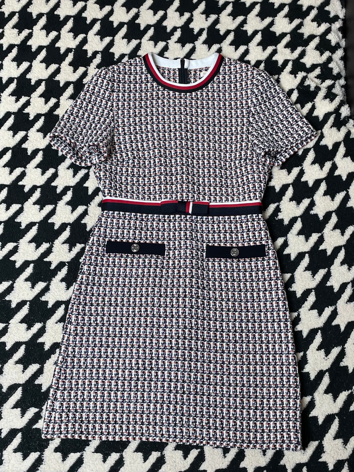 (옷장정리)마쥬 멀티컬러 벨티드 트위드 원피스 36 상품이미지4