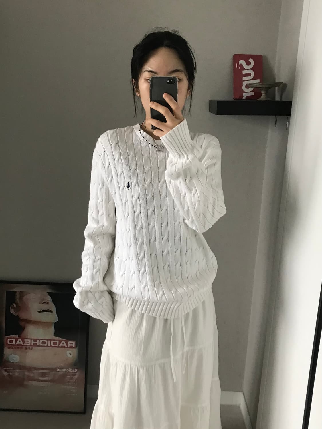 폴로 랄프로렌 포니 로고 화이트 케이블 니트 상품이미지3