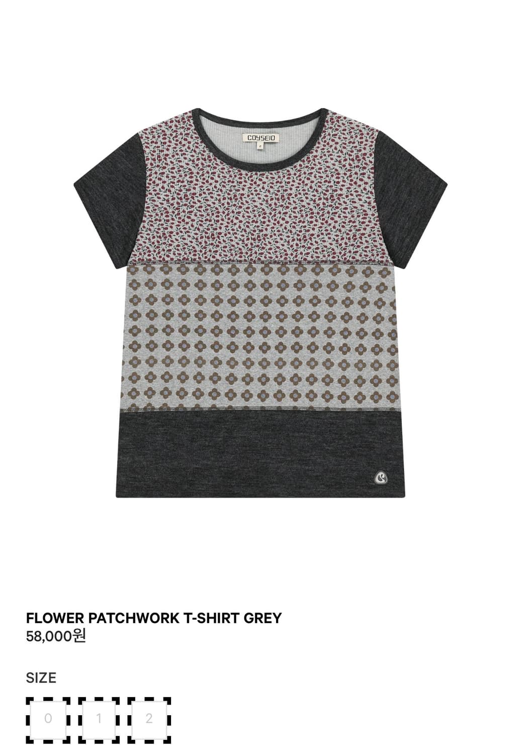 코이세이오 FLOWER PATCHWORK T-SHIRT GREY 상품이미지1