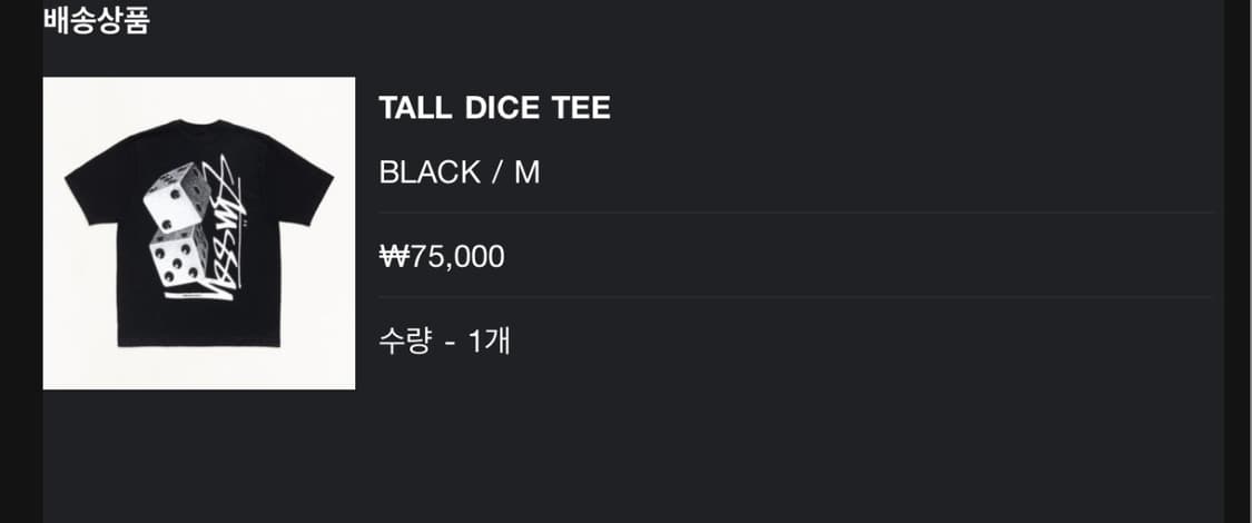 26ss 스투시 톨 다이스 반팔 블랙 상품이미지3