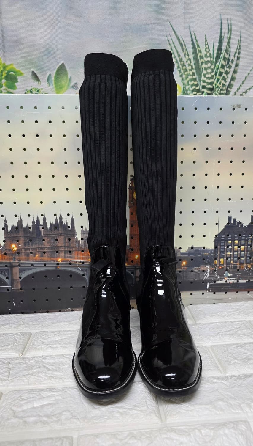 슈콤마보니 니하이 여성롱부츠 245 니트에나멜 페이턴트 삭스부츠 LB79 상품이미지2