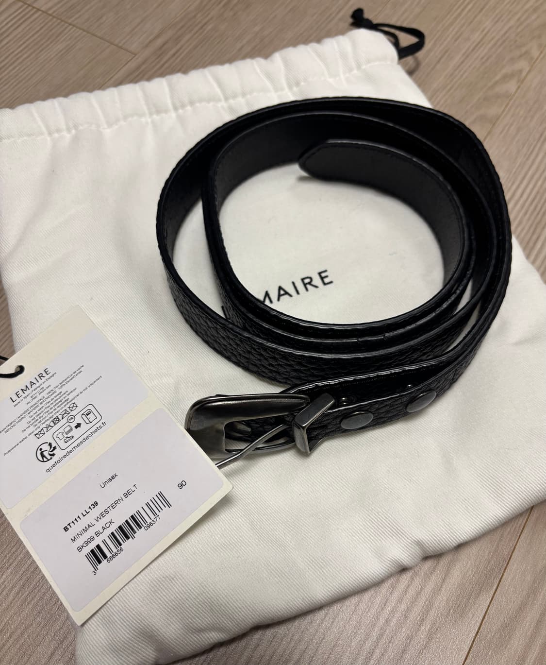 (90) Lemaire Minimal Western Belt Black 상품이미지1