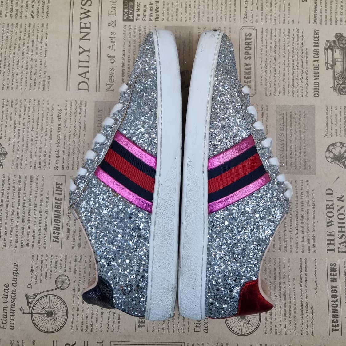 구찌 스니커즈 실버 글리터 36.5 235 상품이미지5