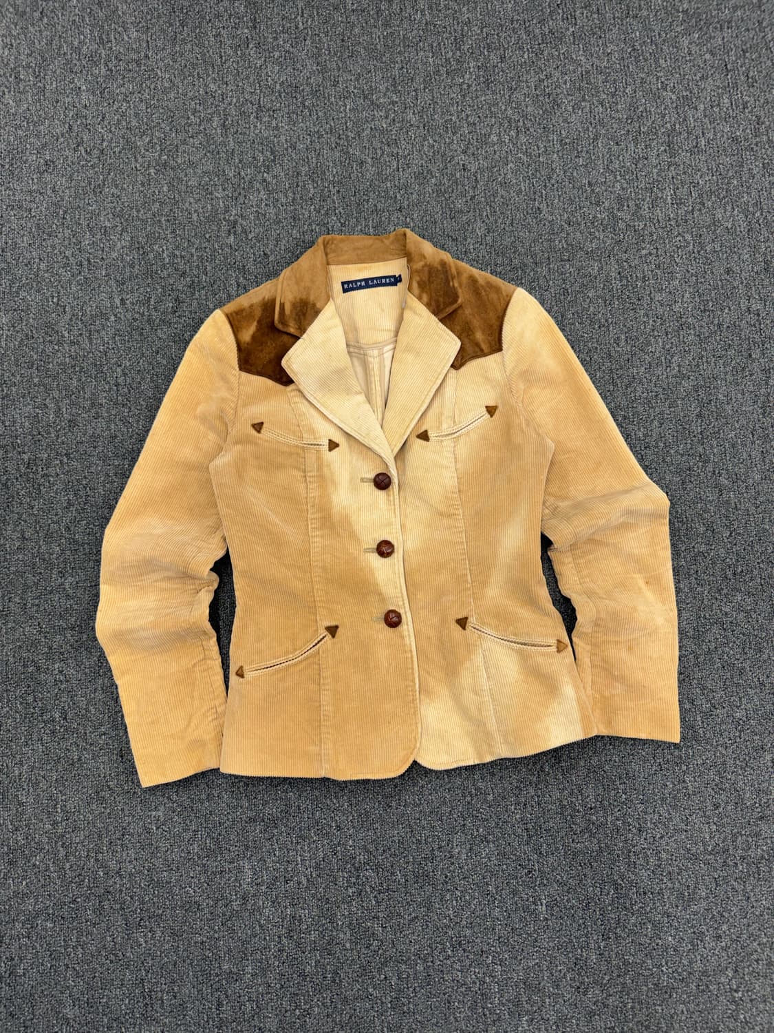 9)랄프로렌 빈티지 웨스턴 코듀로이 가죽패치 여성 블레이저 자켓 상품이미지1