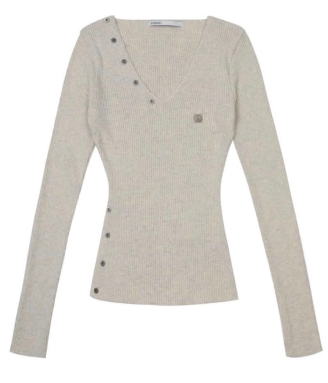 보헤미안서울 버튼 브이넥 오트밀 상품이미지1