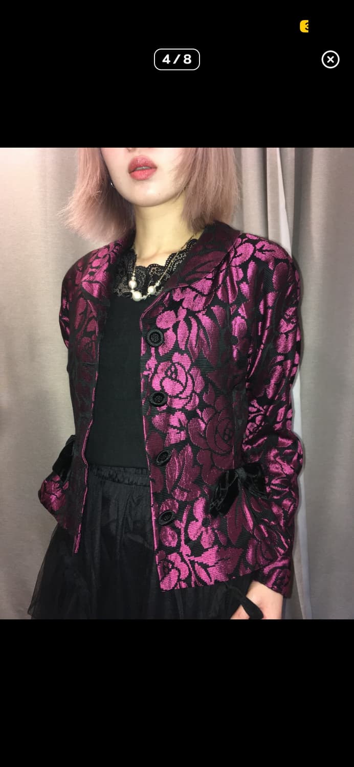 일본 빈티지 하라주쿠 갸루펑크 로즈 리본 자켓 상품이미지3