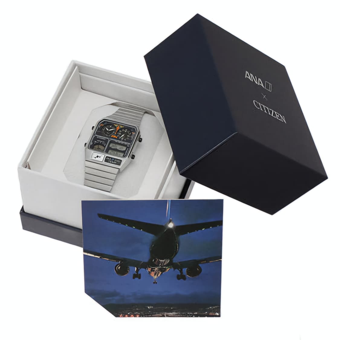 시티즌 × ANA(전일본공수) 아나디지 템프 실버 블랙 다이얼 한정판 상품이미지3