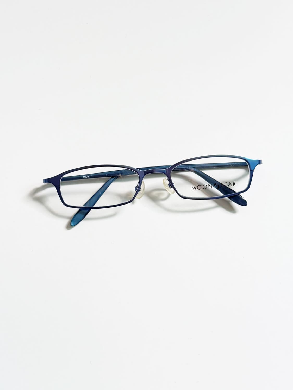 90s MOON STAR 블루 메탈릭 슬림스퀘어 빈티지 안경 상품이미지1