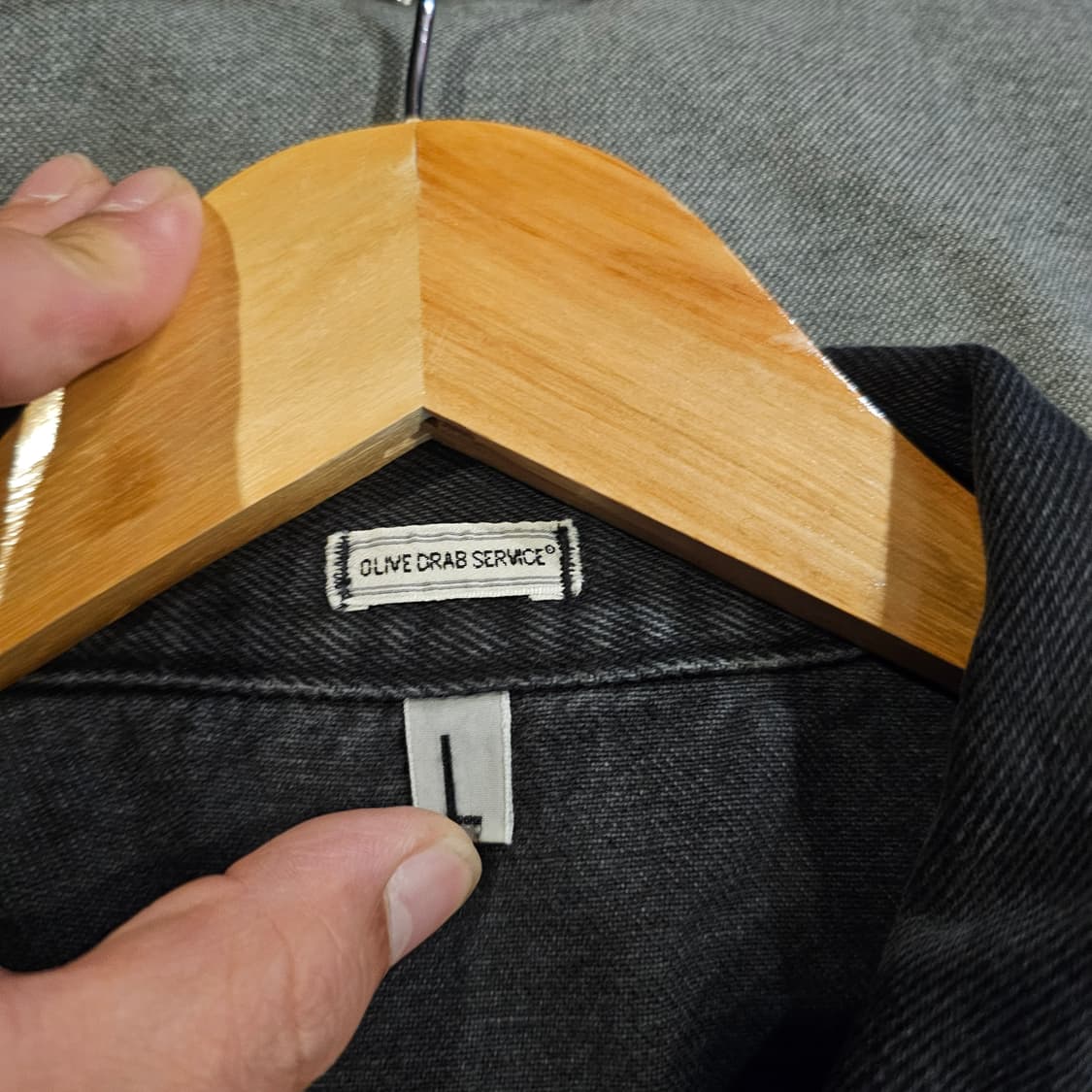 L 올리브 드랩 서비스 흑청자켓 상품이미지3