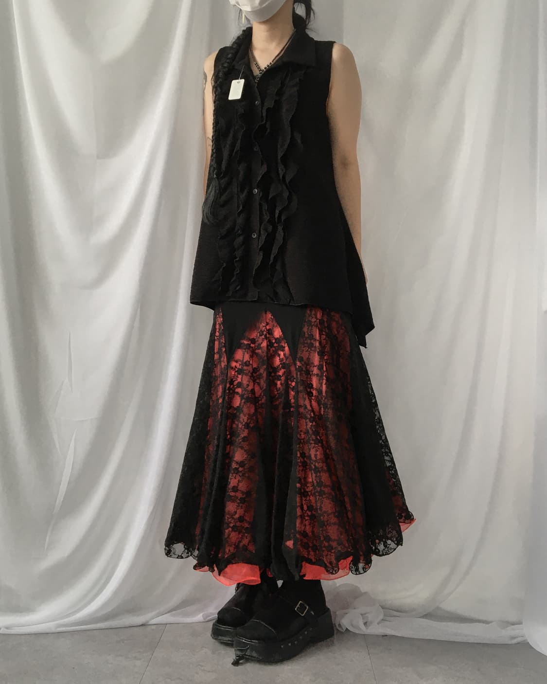 Frill point shirt sleeveless 상품이미지1