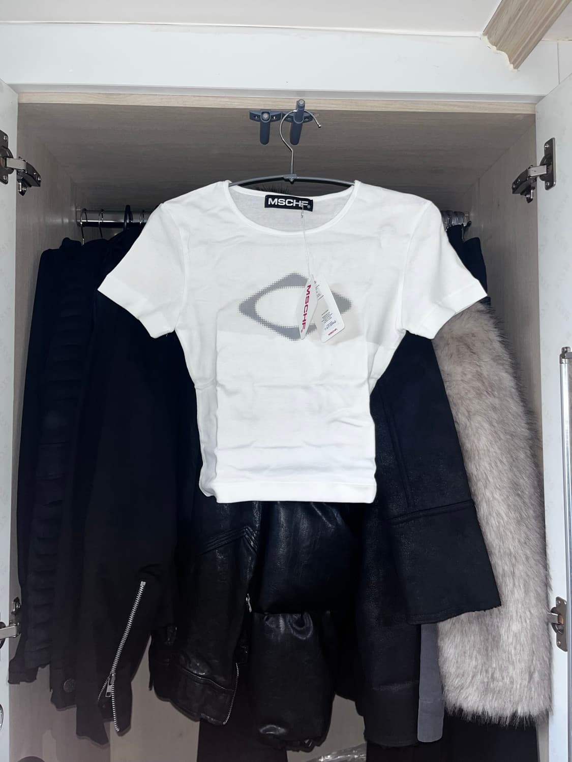 (한정판새상품)미스치프 롬버스 블러 반팔 티셔츠 미니 화이트 상품이미지1