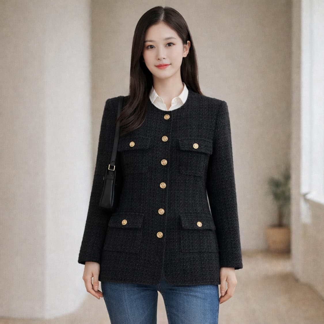 DINT 트위드 자켓 원피스 블랙 상품이미지1