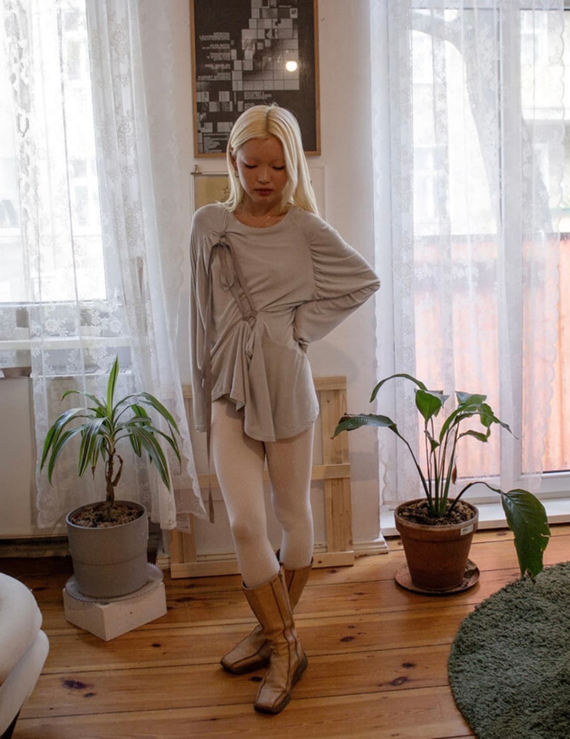 Shirring Strap Jersey in Beige 새상품 레이어드 상품이미지1