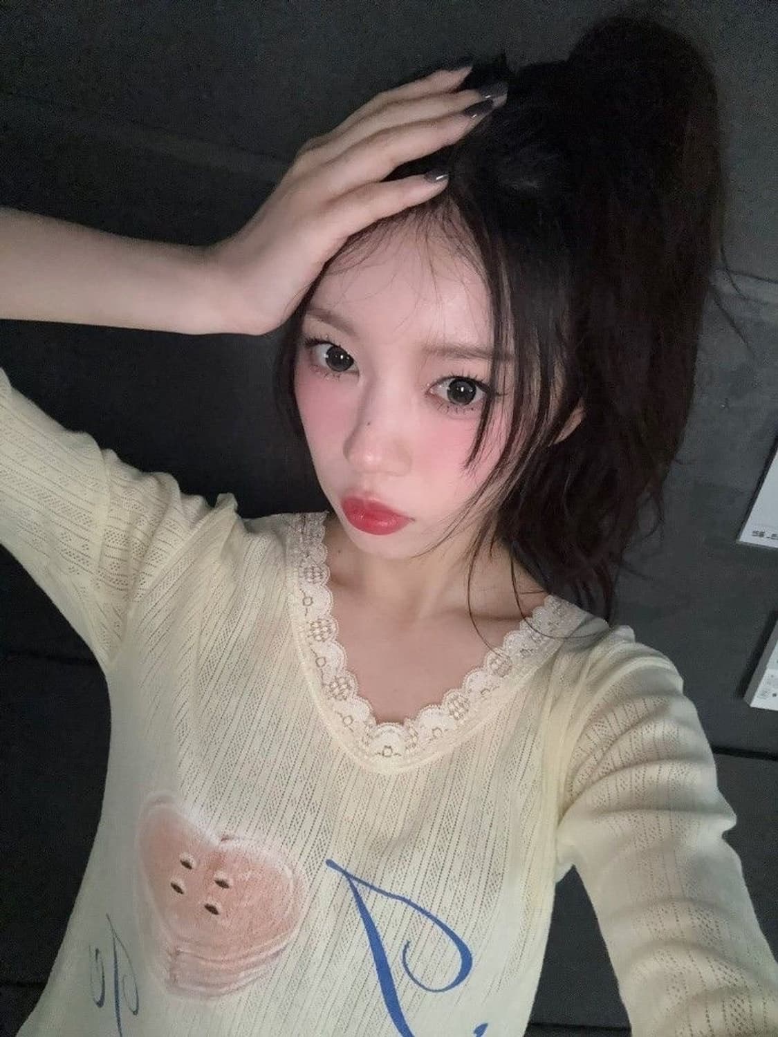 아일릿모카 착용/당일배송) 샵페어리 페어리 레이스 티셔츠 레몬색상 상품이미지2