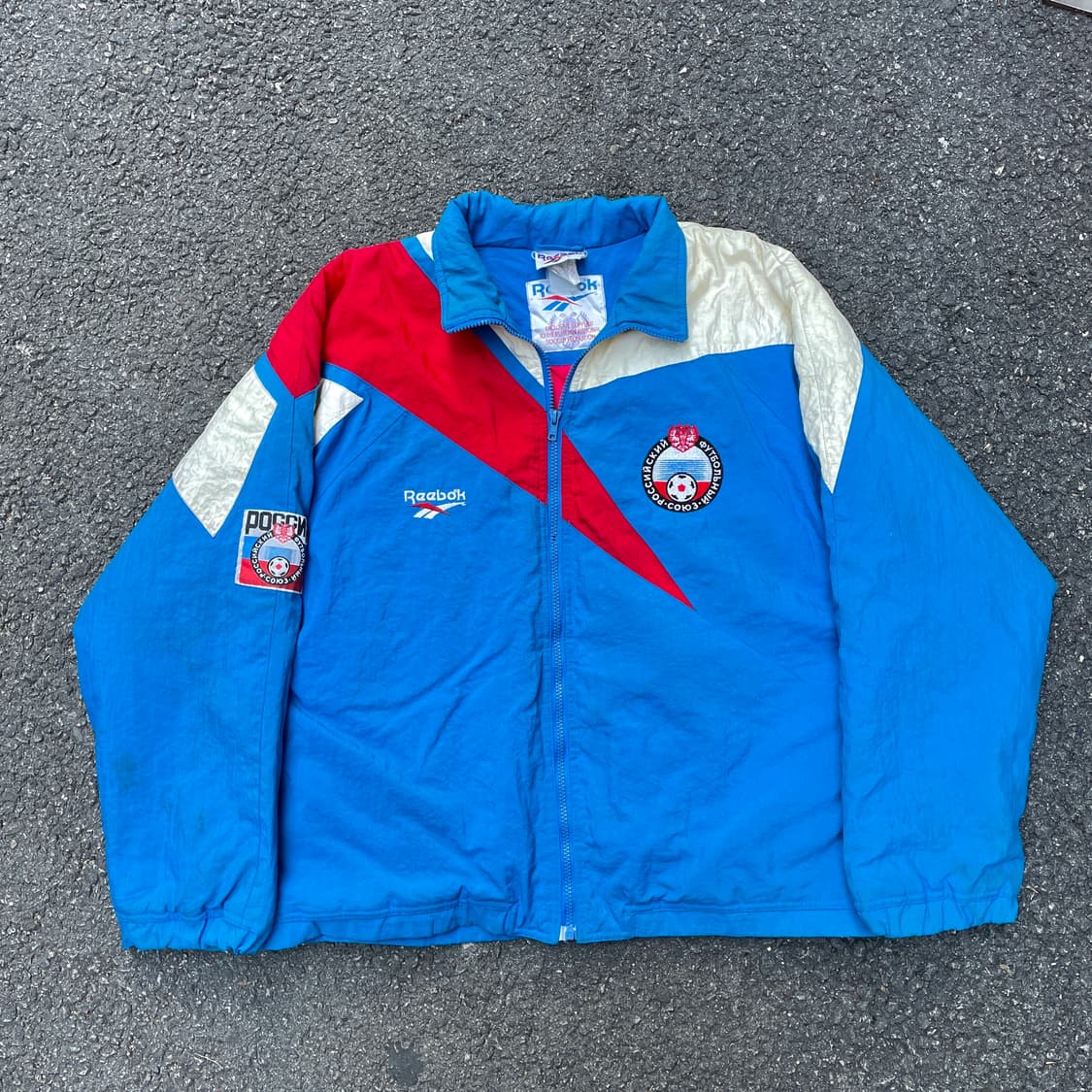 90s 리복 1993 러시아 poccnr 패치 봄버 올드스쿨 점퍼 XL 상품이미지4