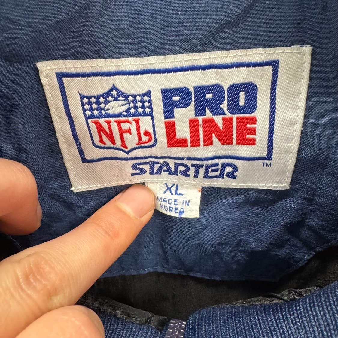 90s 스타터 X 댈러스 카우보이즈 아노락 패딩 점퍼 로고 디테일 네이비 상품이미지8