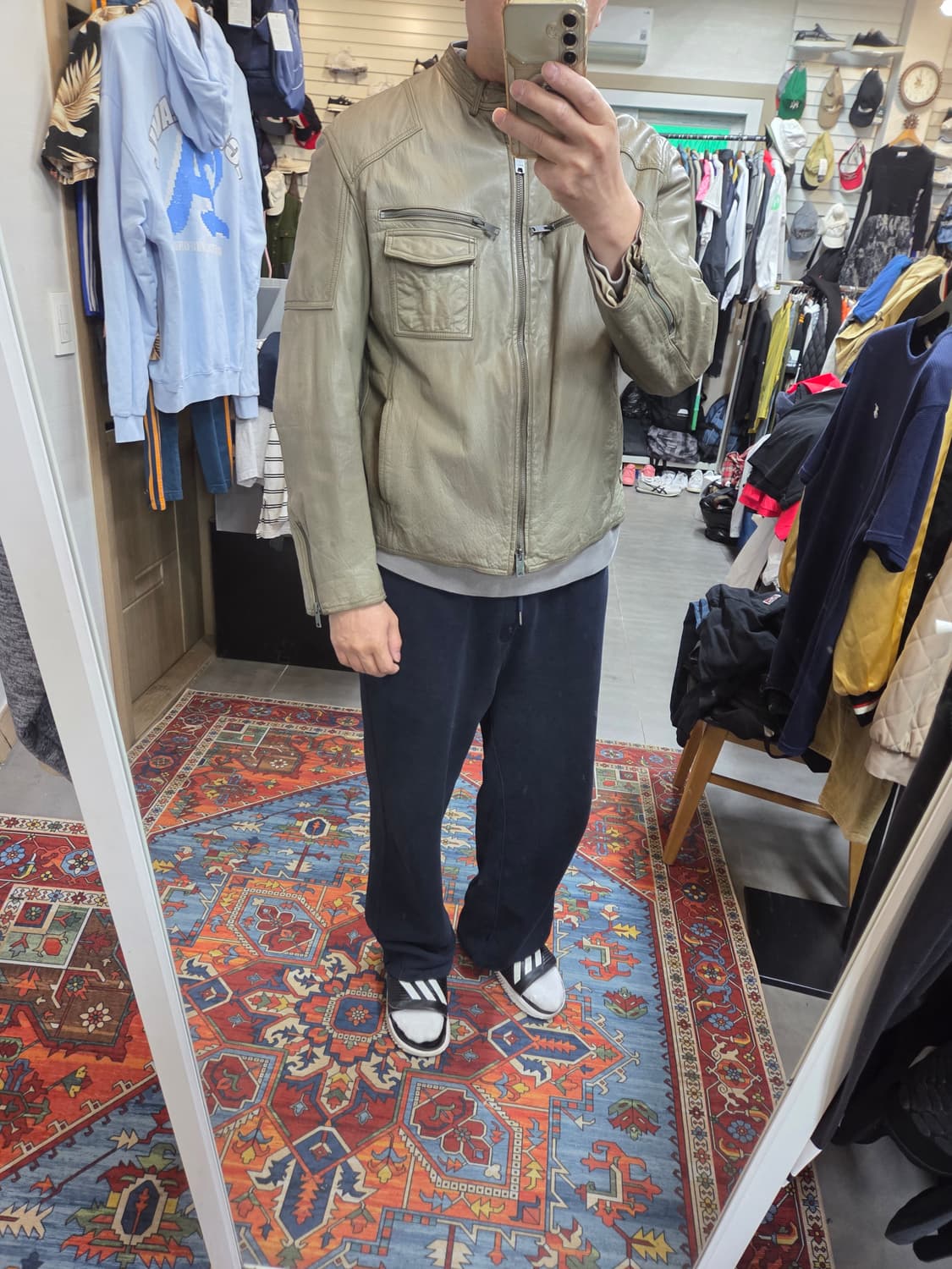 Dkny 빈티지 소가죽 투웨이 라이더 자켓 L 상품이미지8